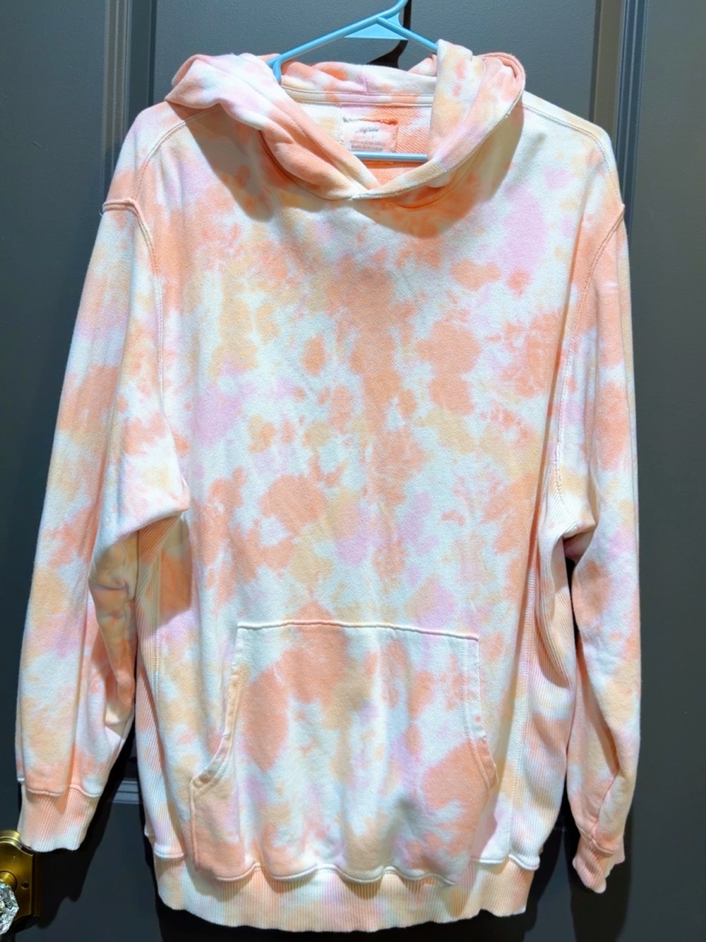 aerie Peach & White Tie-Dye Hoodie
